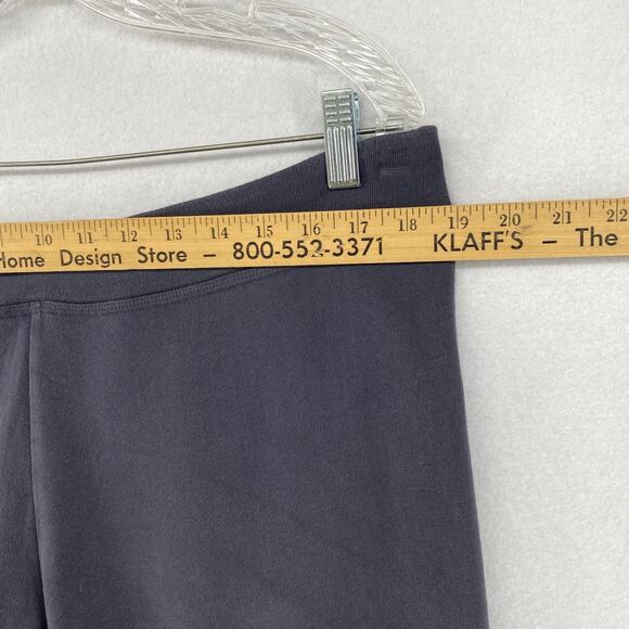 EILEEN FISHER Pants L Heavy Brushed Flannel Cotton Elastic Waistband Blue Gray - Picture 8 of 12